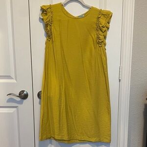 CeCe Mustard Ruffle Sleeve Dress